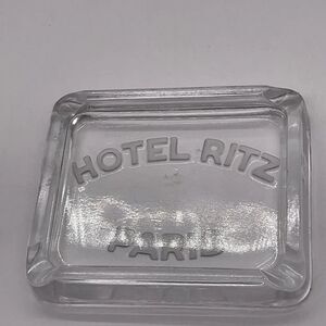 Vintage 1930’s Art Deco Style Hotel Ritz Paris Clear Glass Ashtray- Flawed